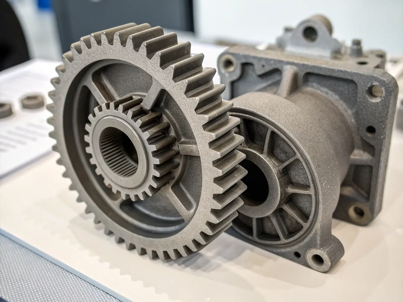A detailed 3D rendering showcasing a complex mechanical part designed with Brisbane 3D Printing's CAD services, highlighting its intricate details and precision.