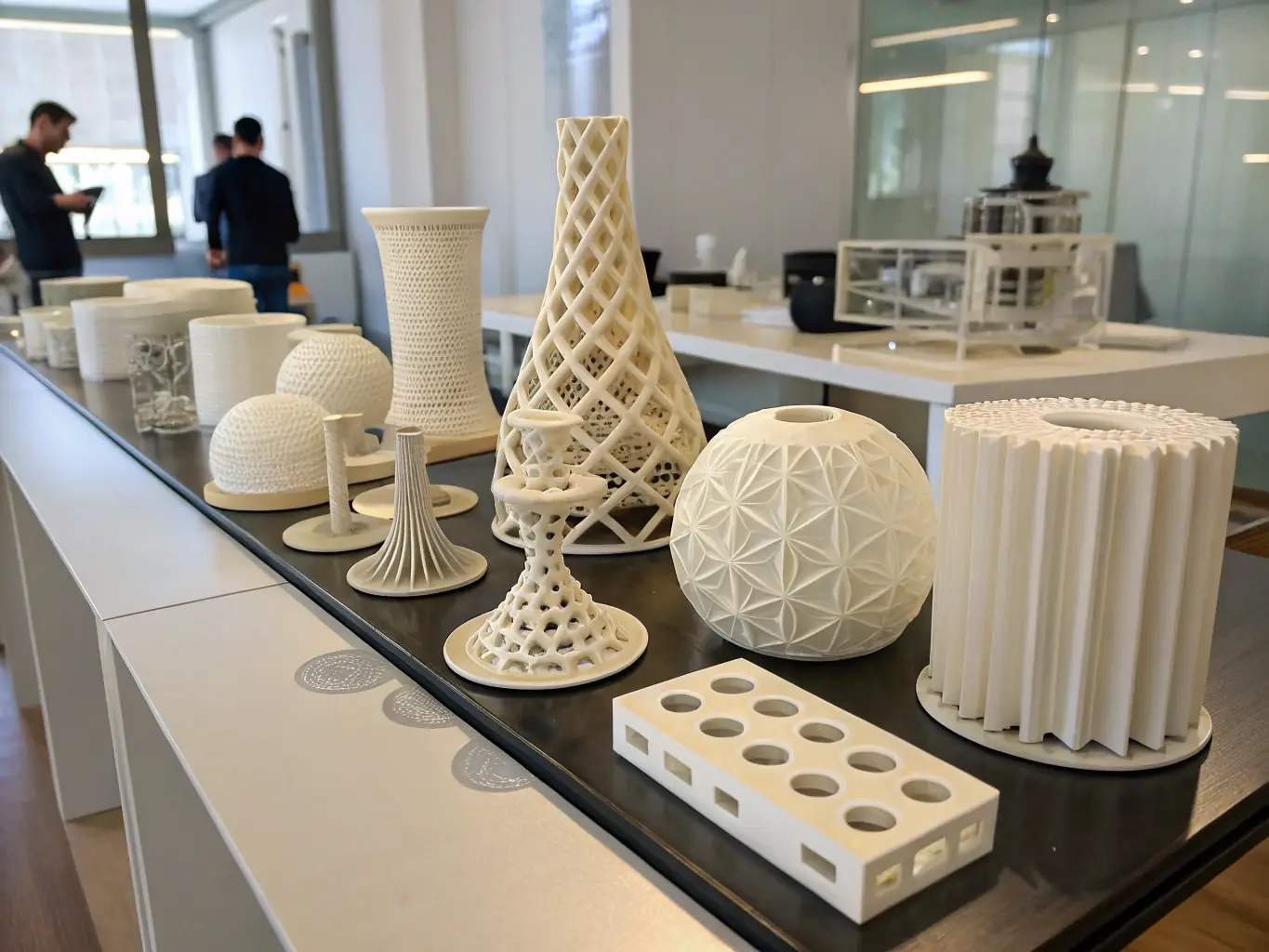 A close-up shot of a variety of 3D printed prototypes in different colors and materials, showcasing the versatility achievable with 3D printer rentals from Brisbane 3D Printing.